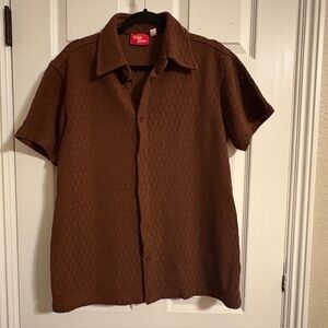 The Hippie Shake Knit Polo Button-Up Shirt Retro Vintage Look 100% Cotton Size M